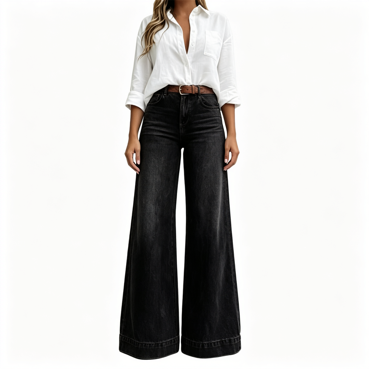 Longer-Looking Legs, Easy Comfort | Women's Vintage High-Waisted Wide-Leg Jeans