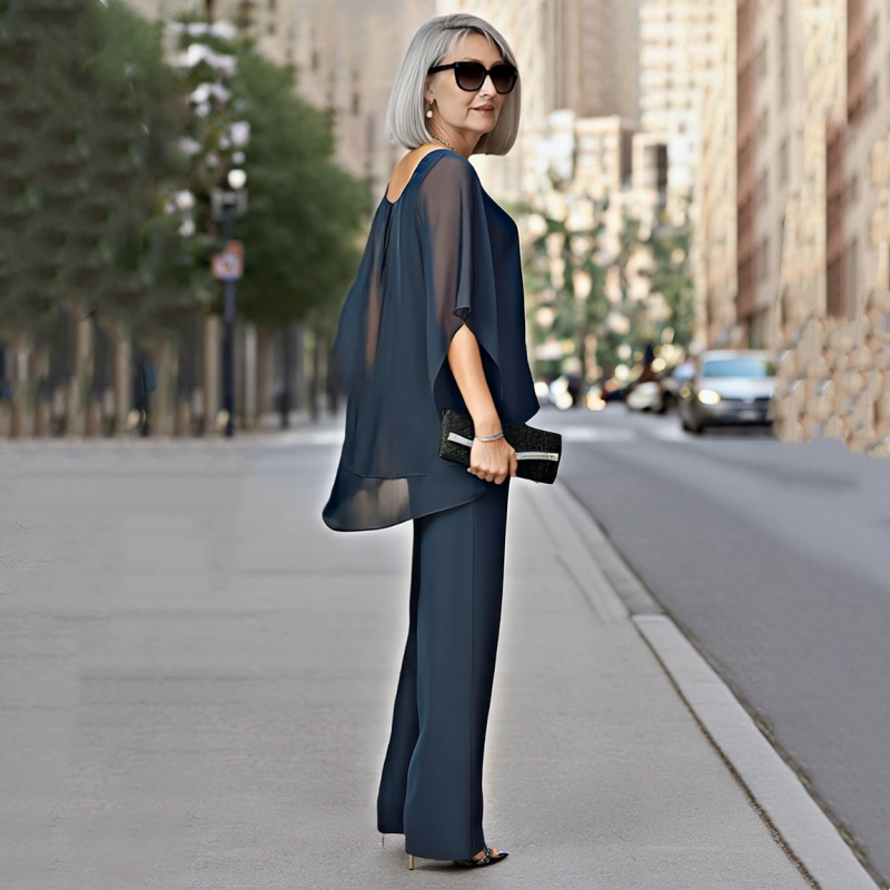 ⏳Time-Limited Special⏰Women's Irregular Chiffon 2-Piece Set – Flowy Top & Wide-Leg Pants 🌬️