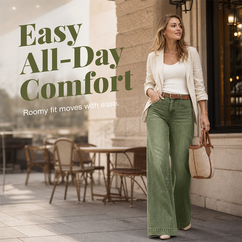 Longer-Looking Legs, Easy Comfort | Women's Vintage High-Waisted Wide-Leg Jeans