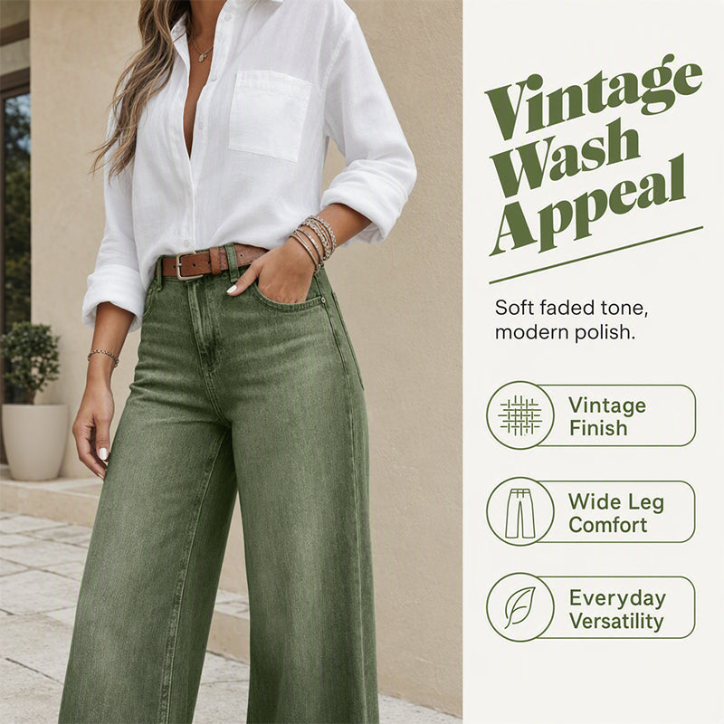 Longer-Looking Legs, Easy Comfort | Women's Vintage High-Waisted Wide-Leg Jeans